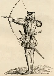 English archer shooting a longbow, from 